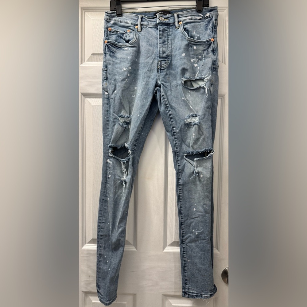 Purple-Brand Distressed Blue Jeans for Men